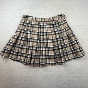 Hesperus mini skirt Tan Black Plaid Pleated Medium Dark Academia Y2K school girl